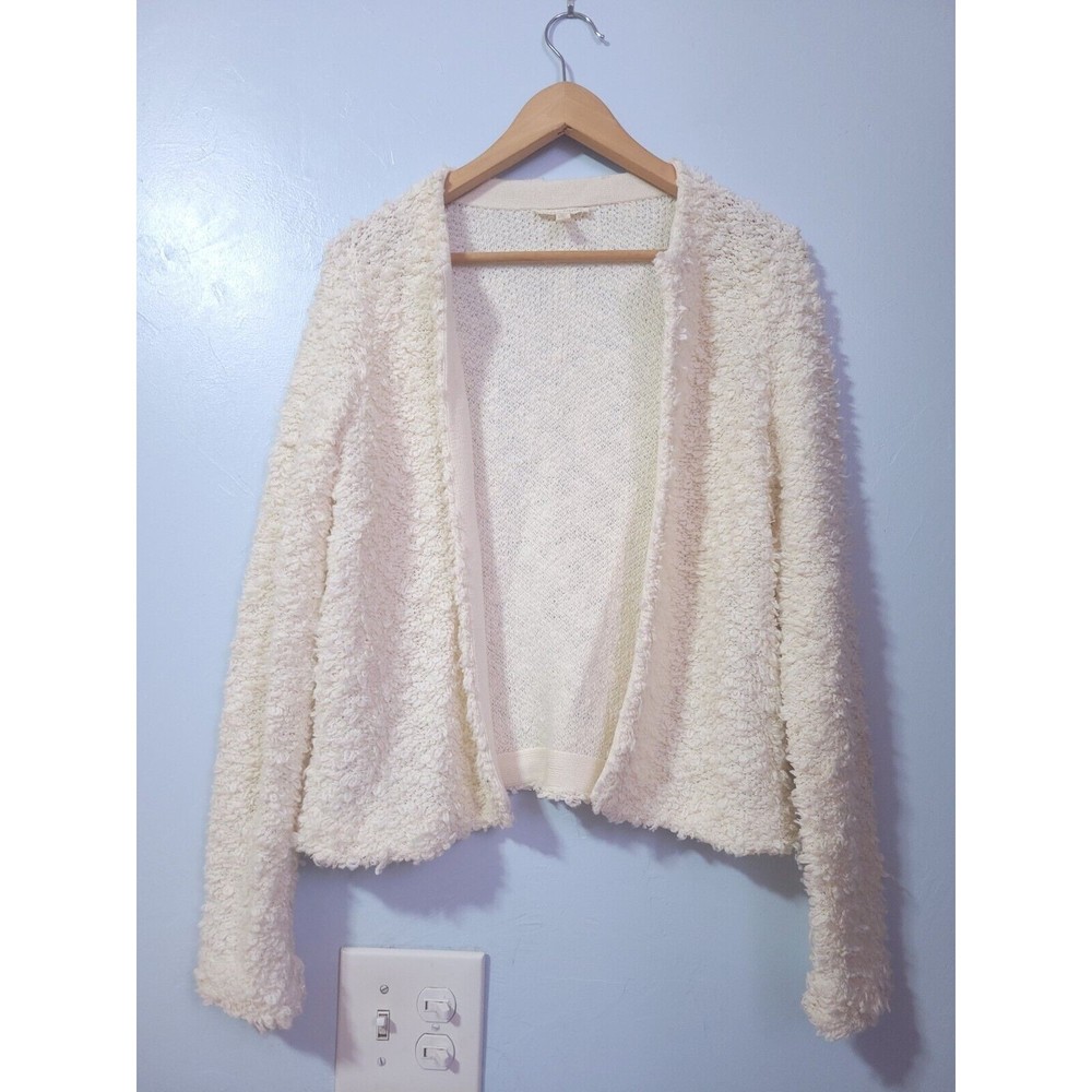 Eileen Fisher Soft White Loop Knit Organic Cotton Cardigan Women's Size XS